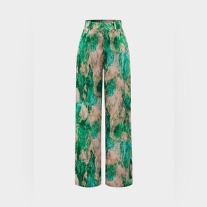 Elegant Green and Pink Wide Leg Pants